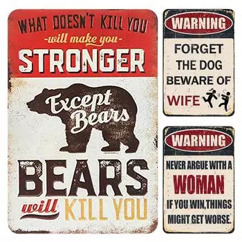 LF# Винтажная металлическая табличка с предупреждением, прямоугольная железная картина, настенное искусство, домашний бар, деко 3