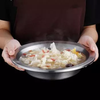 LFGB Certificated 304 Stainless Steel Plate Heat Insulating Hollow Layer Dish Fall Resistant Basin for Soup and Main Course