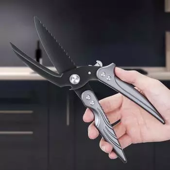 LFGB сертифицированные титановые кухонные ножницы с ультраострым покрытием для резки курицы, рыбы и овощей, автоматические ножницы с пружинной ручкой