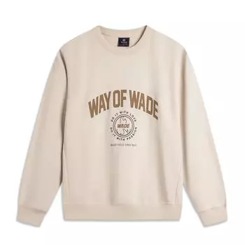 Ли Нин Баскетбольная серия свитер круглый вырез свободный длинный рукав толстовка мужская толстовка овсяно-серый AWDU277-6 S