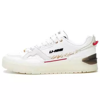 Li Ning 001 Btc Btc Boom Синтетическая кожа Двухслойная коровья кожа Нескользящие износостойкие Легкие низкие кроссовки для скейтбординга Женские кроссовки Белые AGCS130-1 36