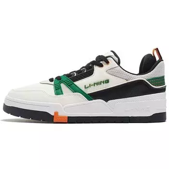 Li Ning 001 BTC Ткань Синтетическая кожа Амортизация Нескользящие Износостойкие Низкие Спортивные Повседневные Туфли Мужские Кроссовки Белый Зеленый AGCS103-4 41