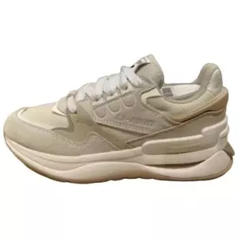 Li Ning 001 Original V2 Толстая подошва, увеличивающая высоту, амортизирующая, износостойкая, низкая повседневная обувь, женские кроссовки коричневого и белого цвета AGCU062-4 36