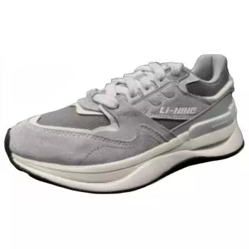 Li Ning 001 Original V2 Толстая подошва, увеличивающая высоту, амортизирующая, износостойкая, низкая повседневная обувь, мужские кроссовки, серые AGCU061-4 44
