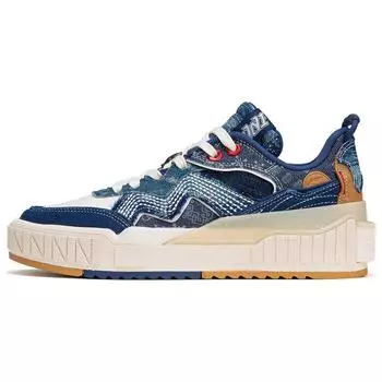 Li Ning 001 Unblock прочные нескользящие низкие кроссовки для скейтбординга мужские кроссовки сине-белые AGCT085-1 40