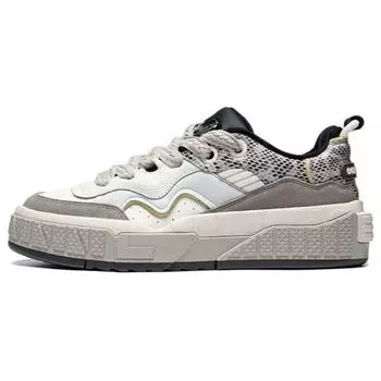 Li Ning 001 Unblock Удобные Универсальные Нескользящие Износостойкие Дышащие Низкие Кроссовки Для Скейтбординга Мужские Кроссовки Бело-Серые AGCT095-3 40