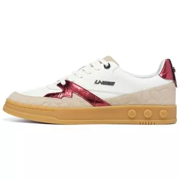 Li-Ning 1990 001 Non-Slip Wear-Resistant Low-Top Skate Shoes Men Sneakers White Brown ALHT003-1 41