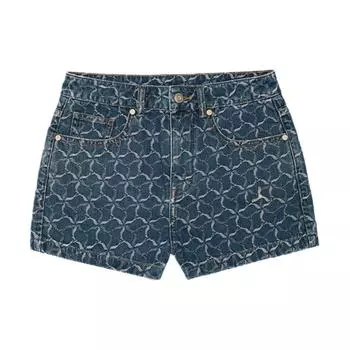 Li-Ning 1990 Classic Series Floral Denim Shorts Women shorts New-Denim-Blue AJST218-1 S