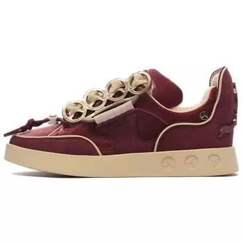 Li-Ning 1990 Classic Thick Sole Non-Slip Wear-Resistant Low-Top Skate Shoes Women sneaker Red ALFS174-3 37