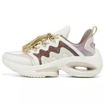 Li-Ning 1990 Heart Dance Fabric Non-Slip Wear-Resistant Low-Top Casual Shoes Women sneaker White Yellow Brown ALFT012-2 36