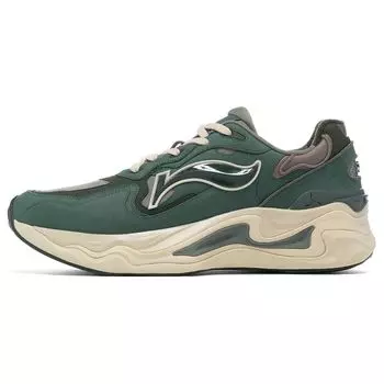Li-Ning 1990 Lava Shock Absorption Non-Slip Wear-Resistant Low-Top Casual Shoes Men sneaker Dark-Green ALJT045-3 40