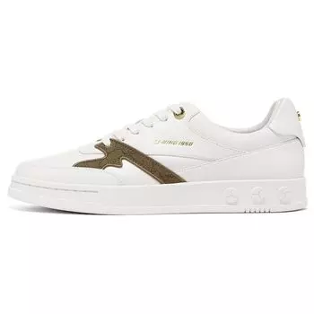 Li-Ning 1990 Rebound Shock Absorption Low-Top Sneakers Men Sneakers White Brown ALHT065-3 42