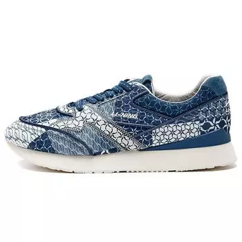 Li-Ning 1990 Retro Style Shock Absorption Non-Slip Durable Low-Top Running Shoes Men sneaker Strait-Blue ALFR089-1 43