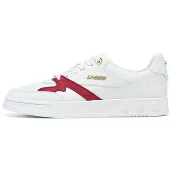 Li-Ning 1990 Retro Versatile Non-Slip Wear-Resistant Low-Top Skate Shoes Men sneaker White Red ALHT001-1 40