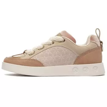 Li-Ning 1990 Wind Chime Retro Color Block Non-Slip Wear-Resistant Low-Top Skate Shoes Women Sneakers Milk-Brown ALFS178-1 36