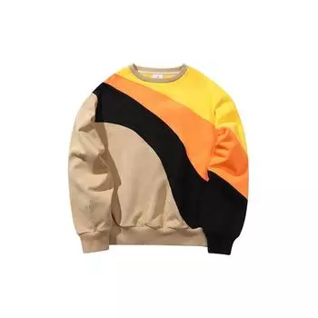 Li-Ning 2019 Неделя моды в Нью-Йорке, коллекция, пуловер с цветными блоками, толстовка с длинными рукавами и круглым вырезом, мужская толстовка, ароматный абрикос, AWDP727-2 M