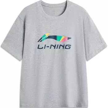Li Ning 2024 Honor Series In My Name Большой логотип с напечатанными буквами Спортивная футболка с коротким рукавом унисекс Топы Цветочно-серый AHSUC27-6 XS