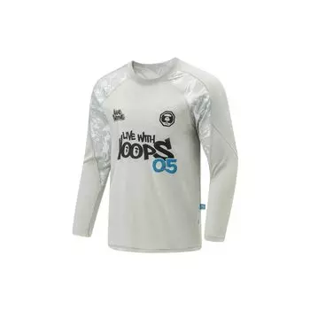 Li Ning Aape Collaboration Series Badfive Color Block Pattern Printed Влагоотводящая Антистатическая Свободная Длинная Рукавная Реглан Футболка Мужские Топы ATLT219-1 M