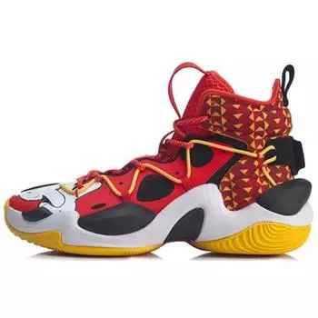 Li-Ning Air Strike 6 Premium Удобные спортивные амортизирующие нескользящие износостойкие высокие баскетбольные кроссовки мужские красные желтые ABAQ011-6 41