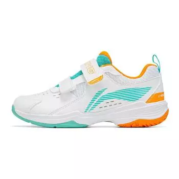 Li Ning All-Around King V Junior Прочные дышащие кроссовки для бадминтона Детские кроссовки Белые зеленые AYTT010-1 35.5