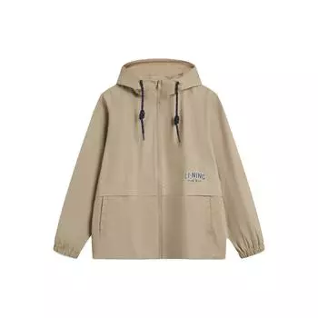 Li Ning American Vintage Casual с капюшоном, легкая ветровка на молнии, мужская верхняя одежда цвета хаки AFDU697-4 S