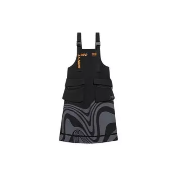 Li Ning American Vintage Mid-Style Loose Twisted Striped Work Dress Women Dresses Black ASKS008-1 L