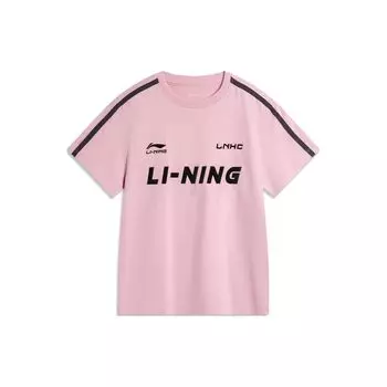Li-Ning Американские винтажные буквы логотипа с круглым вырезом, мягкая удобная футболка с коротким рукавом, женские топы, прозрачно-розовый цвет AHSU712-6 S