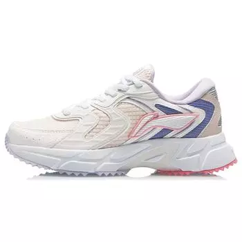 Li-Ning Амортизирующие нескользящие прочные низкие кроссовки для бега женские кроссовки розовые белые синие ARLR014-3 35