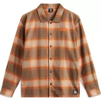 Li-Ning Anti-Five Series Full Print Striped Button-Down Loose Long Sleeve Shirt Men shirts Brown Plaid ASHU473-2 S