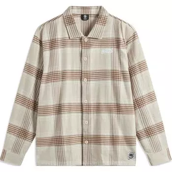 Li-Ning Anti-Five Series Full Print Striped Button-Down Loose Long Sleeve Shirt Men shirts Oatmeal-Gray-Plaid ASHU473-1 L