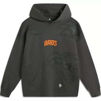 Li-Ning Anti-Five Series Full Print Letter Hooded Comfortable Breathable Versatile Casual Sweatshirt Men sweatshirt Slate-Gray AWDU265-6 L