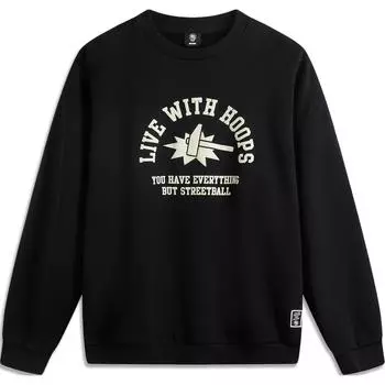 Li-Ning Anti-Five Series Letter Knit Crew Neck Pullover Long Sleeve Sweatshirt Men sweatshirt Black AWDV195-5 S