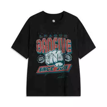 Li-Ning Anti-Five Series Letter Print Round Neck Pullover Short Sleeve T-Shirt Men Tops Black AHSU593-2 L