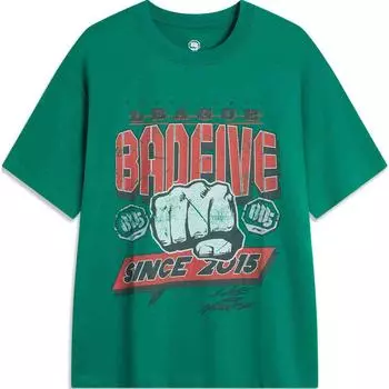 Li-Ning Anti-Five Series Letter Print Round Neck Pullover Short Sleeve T-Shirt Men Tops Green AHSU593-1 M