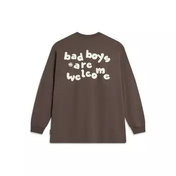 Li Ning Anti-Five Series Letter Print Loose Round Neck Sweatshirt Unisex Sweatshirt Charcoal-Brown AWDT891-3 L