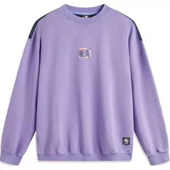 Li Ning Anti-Five Series Loose Letter Повседневный удобный пуловер свитшот Мужская толстовка Флуоресцентно-звездно-фиолетовый Темно-синий AWDU267-4 M