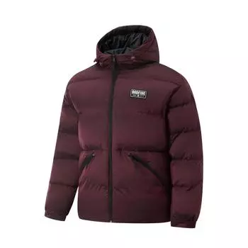 Li Ning Anti-Five Series однотонная куртка-пуховик с капюшоном на молнии, удобная, дышащая, универсальная, мужская верхняя одежда, темно-красный AYMU481-3 XL