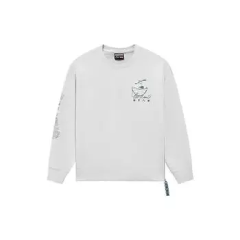 Li Ning Anti-Five Series однотонный узор с круглым вырезом, толстовка с длинным рукавом, унисекс, толстовка Wind-Bell-Gray AWDS567-1 S