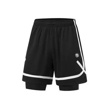 Li-Ning Anti-Five Series Spliced Mid-Rise Quick-Dry Cool Breathable Straight-Leg Sports Shorts Men shorts Black AKSU701-3 S
