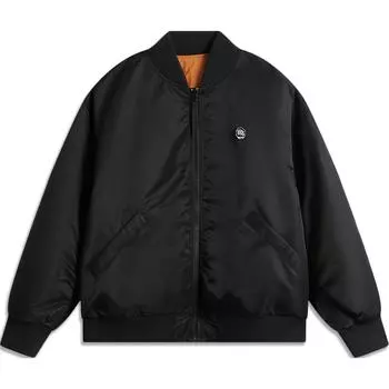 Li Ning Anti-Five Series Удобная повседневная свободная простая хлопковая куртка с буквенным принтом Мужская куртка черного цвета AJMU177-1 M