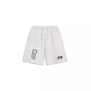 Li-Ning Anti-Five Series, влагоотводящие потные шорты с логотипом и шнурком, повседневные шорты, мужские брюки, цветочно-серый, плиточно-серый AKST281-3 XXL