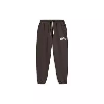 Li-Ning Anti Series с буквенным принтом и кулиской, свободные вязаные спортивные брюки, мужские штаны, темно-серо-коричневые, жаккардовые, AKLT841-2 L