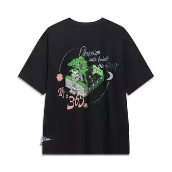 Li-Ning Anti-Wu Series Футболка с длинными рукавами и принтом на спине, топы унисекс, черные AHST511-2 L