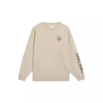 Li-Ning Anti-Wu Series Пуловер с буквенным узором и принтом, толстовка с длинными рукавами, топы унисекс, светло-молочно-коричневый, AWDT087-1 S