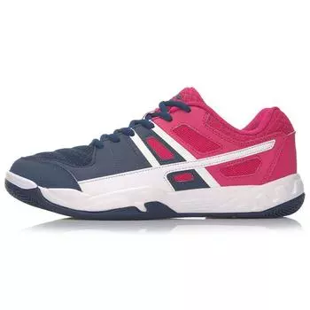 Li Ning Attack Fabric Синтетическая кожа Амортизация Износостойкая Нескользящая Поддержка Низкий Топ Бадминтон Кроссовки Унисекс Синий Фиолетовый AYTM041-1 43