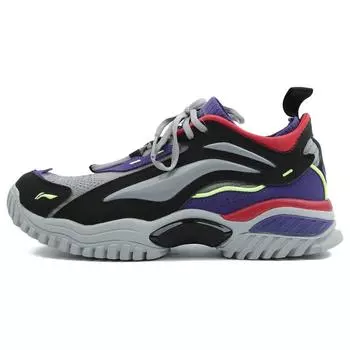 Li Ning Aurora Sky Paris Fashion Week Series Runway Удобные нескользящие легкие повседневные туфли с низким верхом Мужские повседневные туфли Серые фиолетовые AGLN235-4 44