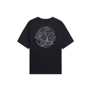 Li-Ning Back Pattern Print Loose Casual Short Sleeve T-Shirt Unisex Tops Black AHSS171-2