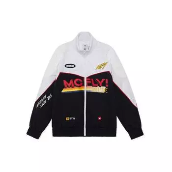 Li-Ning Back To The Future Collaboration 3D Letter Print Color Block Свободная спортивная куртка Мужская куртка черного цвета AJDR465-2 M