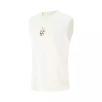 Li Ning Bad Five Letter Круглый вырез Удобный Дышащий Универсальный Жилет без рукавов Мужские топы Молочно-белый AVSV177-1 M