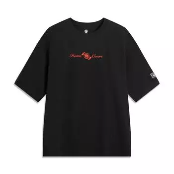 Li Ning Bad Five Модная Универсальная Повседневная Свободная Футболка с Круглым Вырезом и Принтом в Виде Букв для Мужчин Топы Черный AHSVA11-3 S